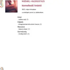 NOÉMIII erotikus masszázs Budapest, XIV. kerület